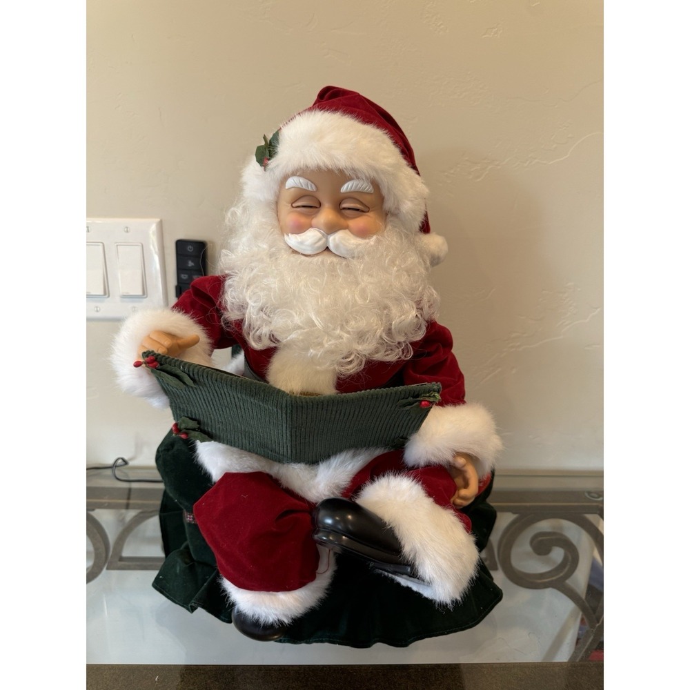 VTG Pan Asian Animated Santa Reads Twas the Night Before Christmas Works Great !